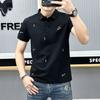 Polo de verano para hombre, camiseta de manga corta bordada de alta gama y alta calidad, elegante camiseta ajustada que combina con todo, transpirable, ropa de verano para hombre