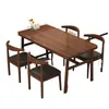 Mesa de Jantar para Uso Doméstico em Apartamentos Pequenos, Moradias Simples para Alugar, Estilo Nórdico, Uso Comercial, Mesa de Jantar Retangular Simples e Cadeiras, Conjunto Prático