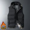 Tamanho Grande Outono e Inverno Colete de Algodão com Penas Masculino Capuz Removível Esportivo Roupas de Algodão Colete Outerwear de Veludo de Cordeiro Proteção Contra Frio Espessado