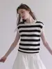 Chaleco de Punto sin Mangas con Cuello Redondo y Rayas Elegante para Mujer 2026 Verano Nuevo Talla Grande MM Delgado Temperamento Reductor de Edad Top
