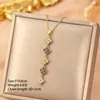 [Acero de Titanio] Popular Moda Europea y Americana Versátil Collar de Trébol de Cuatro Hojas para Mujer, Lujo Ligero, Gama Alta, Elegante Cadena para Clavícula Joyería