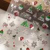 Nuevo Árbol de Navidad Colorido Hombre de Nieve Manicura de Navidad Pegatinas de Alto Valor Guirnalda Estampado en Caliente Copo de Nieve Lazo Decorativos para Uñas