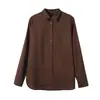 Ropa de lino transfronteriza europea y americana para mujer, estilo camisa de manga larga de verano, moda urbana de color liso simple