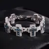 Nova Pulseira com Cruz Cravejada de Diamantes Prata de Lei S925 Moissanita Colorida Cruz Totalmente Cravejada Marca Tendência Transfronteiriça Acessórios de Pulseira Comércio Exterior E-commerce