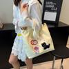 Ins Lindo Bolso de Hombro Bordado de Cachorro Nuevo de Gran Capacidad Casual Combinable Portátil con Cordón de Gran Capacidad Bolso Tote