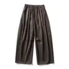 Calça comprida casual reta da marca Rumeng, estilo retrô japonês, da moda, para o outono, masculina, solta, com caimento, cordão, perna larga