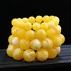 Pulsera de cera de abejas amarilla con aceite de pollo y miel blanca nueva para hombres y mujeres, cuentas redondas de barril, pulsera de cera de abejas antigua, cuentas de Buda, regalo de cumpleaños