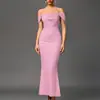 Vestido Ajustado que Abraza las Caderas Sexy de Un Hombro Malla Plisada Ajustada Falda de Cadera