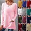 2023Ebay Amazon Wish Primavera y Verano Nuevo Europeo y Americano Cuello Redondo Manga Larga Suelto Bolsillo con Solapa Pantalones Camiseta Color Puro Ropa Casual para Mujer