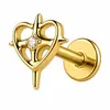 Brincos de liga de titânio F136, estilo europeu e americano para mulheres, designs de cruz e coração, joias para piercing corporal, argolas para lábios, disponíveis em estoque para atacado