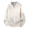 Suéter retro de punto trenzado estilo francés para hombre, nueva colección otoño e invierno, estilo holgado y casual, falso dos piezas con cuello camisero