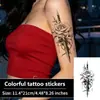 Daga Flor de Rosa Cruzada Color Realista Pegatina de Tatuaje Impermeable Larga Duración Estilo Europeo Americano Flor de Brazo Espalda del Brazo