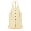 Atacado transfronteiriço 2026 estilo europeu e americano moda casual justo top de amarrar no pescoço de abotoamento simples + conjunto de shorts para mulheres 260636