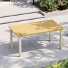 Mesas y Sillas de Plástico Madera Anticorrosivas para Exteriores, Mesas y Sillas de Comedor de Ocio para Patio y Jardín, Juego de Mesa y Sillas de Té al Aire Libre para Terraza de Villa