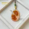 Collar con Colgante de Ágata Calcedonia Color Hielo, Pez Dorado, Jade Dorado para Hombre y Mujer, Cadena para Suéter