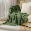 Manta tejida, manta de sofá, manta fina con borlas, manta para aire acondicionado de oficina, manta para ventana de mirador, manta para siesta de verano, manta pequeña