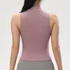 Top de Yoga Desnudo a Prueba de Golpes con Cremallera para Mujer, Chaleco Deportivo de Verano Ajustado sin Mangas con Cuello, Ropa de Yoga para Exteriores de Verano