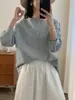 2026 "Gola de Renda" Estilo Coreano de Primavera Simples Retrô Versátil Solta Emagrecedora Cor Sólida Manga Longa Camisa para Mulheres