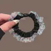 Diadema scrunchie vintage con estampado de leopardo y flecos pequeños, banda elástica versátil para coleta, banda de goma de alta elasticidad, nuevo accesorio para el cabello para mujer