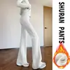 Pantalones casuales de corte ajustado, ligeramente acampanados y forrados de polar para otoño e invierno 2026, elegantes, estilizan la figura, versátiles y adecuados para el trabajo o el ocio, diseñados para un look relajado y con estilo.