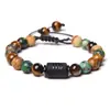 Pulsera de las Doce Constelaciones 8mm Ojo de Tigre Piedra con Imagen Pulsera Hecha a Mano Piedra Natural con Cuentas Pulsera de Constelación con Tarjeta
