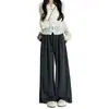 Calças largas de cintura alta para primavera e outono, modelagem solta, macias, simples e versáteis, para uso casual feminino