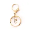 Cadena de Cuatro Secciones Círculo Plano Dorado y Plateado Aleación Llavero Colgante Accesorio Anillo para Llaves Accesorio de Joyería