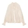Fabricante de ropa de mujer transfronterizo al por mayor 2026 nueva camisa de moda casual estilo europeo y americano con detalle de lazo y textura de satén de seda
