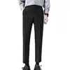 Pantalones largos de hombre estilo coreano finos holgados pantalones de traje pequeños estilo Hong Kong casual pantalones de traje versátiles de pierna recta con caída pantalones largos
