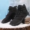 Sapatos de Algodão Grossos Forrados com Lã de Cano Alto Transfronteiriços para Uso Externo Botas de Neve Antiderrapantes Resistentes ao Desgaste para Homens Botas de Algodão Quentes Impermeáveis para Mulheres 48 Cinza