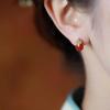Aretes de Moda Clásicos con Forma de Calabaza, Estilo Palacio, Color Nacional, Rojo Meridional, Diseño de Lujo Ligero, Exquisitos Aretes con Incrustaciones de Oro