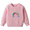 Suéter Pulóver Arcoíris Transfronterizo Estilo Coreano 2026 para Niños y Niñas, Ropa Interior Básica de Punto para Niños Otoño e Invierno, Directo de Fábrica