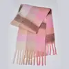 Novo Cachecol Xadrez Arco-Íris Outono e Inverno Moda Fio Loop Engrossado Quente Xadrez Franja Longo Estilo Casal