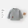 Ropa interior acolchada de algodón para niños, diseño de oso de dibujos animados, manga larga, adecuada para bebés y niños pequeños, suave y cómoda para usar en interiores y exteriores en otoño e invierno