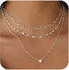 Collar de Cobre Multicapa Transfronterizo para Mujer, Galvanizado, Moderno, Estilo Minimalista, Cadena para Clavícula de Moda y Versátil