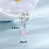 Henson Accessories Estilo Coreano y Japonés Esmalte Rosa Estrella Llave Gota de Agua Colgante Pendientes de Alfiler Recto Pinzas para Orejas