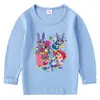 2026 Nova Camiseta Infantil de Primavera e Outono Gola Redonda Desenho Animado Manga Longa Camiseta Básica Conjunto para Meninos e Meninas Camiseta de Algodão