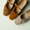 Zapatos Individuales de Artesano de Cuero de Oveja con Lazo Francés, Cuadrados Vintage Plegados, Zapatos Mary Jane de Suela Suave para Mujer, Nuevos para Primavera