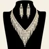 Tassel de Casamento Nupcial Transfronteiriço Moda Terno Moda Europeia e Americana Vestido de Noite Acessórios Colar de Pedras Strass Colar