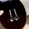 Pendientes de aro con cuentas de estrella, pendientes colgantes redondos de resina con circonita y aguja de plata, pendientes simples y elegantes, pendientes de mujer exquisitos y versátiles