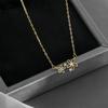Colar Banhado a Ouro 14K em Prata de Lei S925, Duas Flores Pequenas, Simples e Elegante, Corrente de Clavícula Versátil para o Dia a Dia, Colar de Flores Feminino