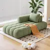 Estilo Crema Francesa Gato Felpa Esponja Chaise Chaise Sofá Individual Reclinable Sala de Estar Dormitorio Balcón Sofá Perezoso Madera