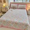 Capa de Cama de Veludo de Leite Quente de Inverno Flanela Coral Tatami Antiderrapante Renda Espessada Lençóis de Cama Conjunto de Três Peças Lençóis de Cama Kang