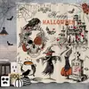 Cortina de chuveiro para banheiro, design de fantasma preto e branco com tema de Halloween, material de poliéster espesso, impressão digital