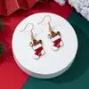 Pendientes de Navidad Europeos y Americanos Transfronterizos para Mujer, Pendientes Creativos Personalizados de Muñeco de Nieve Papá Noel con Goteo de Aceite DIY