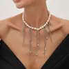 Colar com Pingente Cruzado Europeu e Americano Joias Doces e Descoladas Coração Borla Estrela e Lua Corrente Personalizada Corrente Clavicular para Mulheres