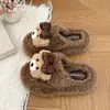 Chinelos de Pelo de Urso com Laço Xadrez Retrô Femininos 2026 Novos Solado Macio Antiderrapante Roupa de Casa Para Exterior Chinelos Planos de Pelúcia