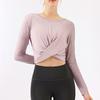Venta al por mayor de Ropa de Yoga Transfronteriza, Tops Deportivos de Manga Larga Amigables con la Piel, Camisetas de Manga Corta para Pilates y Fitness para Mujer, Dropshipping