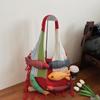 2026 Verão Novo Nicho Retrô Versátil Franja Patchwork Bolsa de Tricô Color Blocking Bolsa de Ombro Bolsa Tote