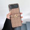 Funda para Samsung ZFlip6 con hebilla de anillo trenzado, funda de cuero plegable Zflip5, funda protectora resistente a caídas Zflip4